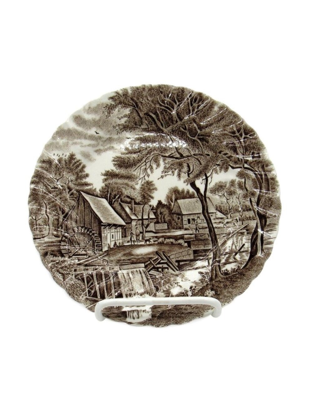 Vintage Johnson Brothers Watermill Brown Ironstone Luncheon Plate England 8"